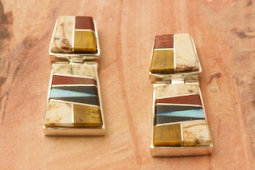 Calvin Begay Genuine Picture Jasper Sterling Silver Post Earrings